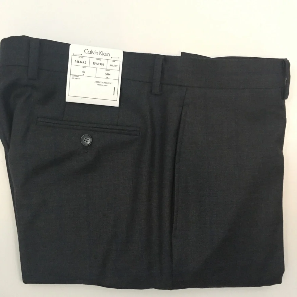 Calvin Klein 40s mens suit 2 piece gray blue windowpane 100% wool new nwt ea0012